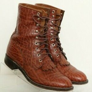 Justin Boots Brown Lace Up Women Boots
